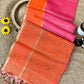 Beautiful semi matka saree with small zari weavings in body and contrast border