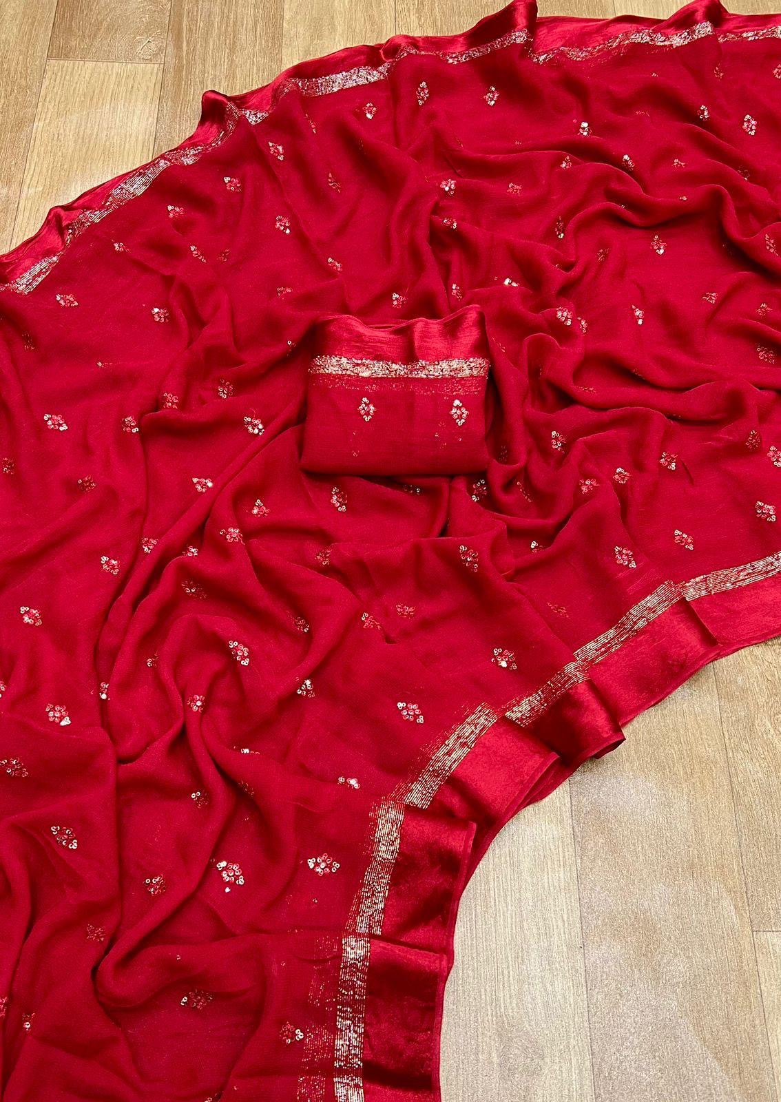Viscous georgette with sequins buttas