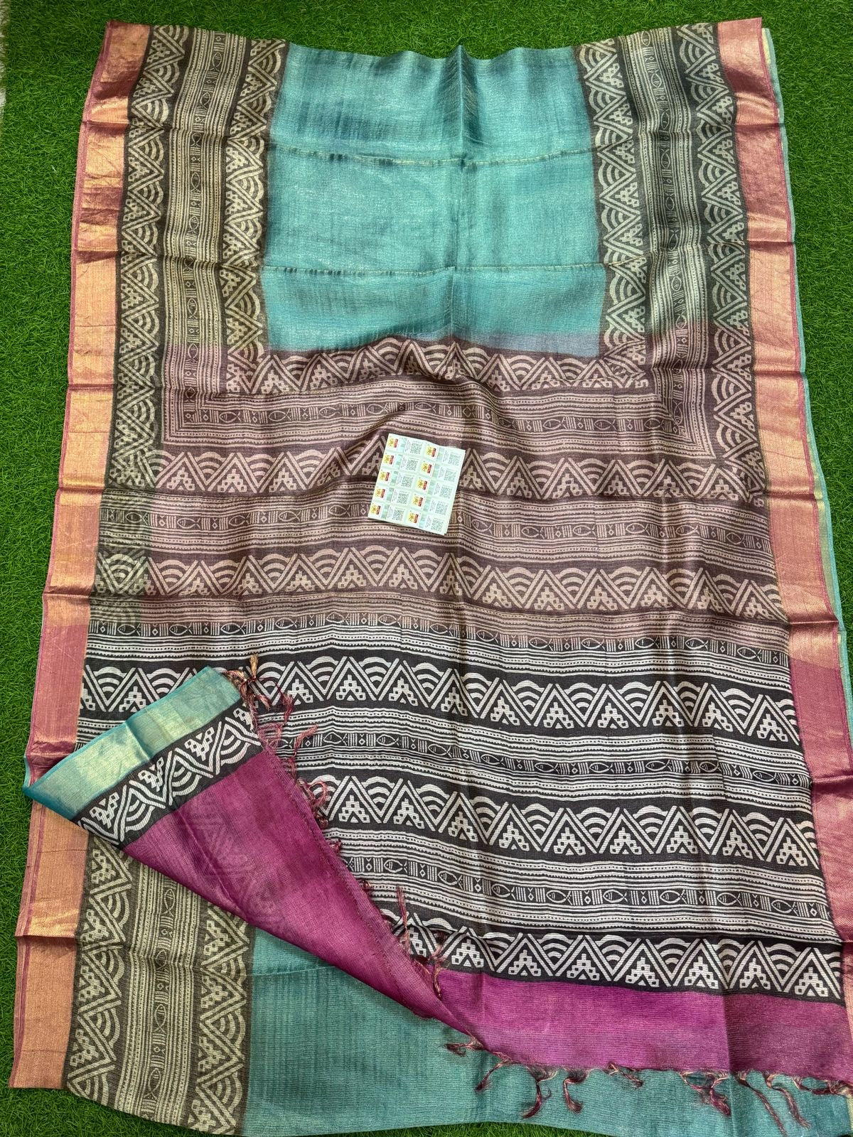 Beautiful soft tussar tissue printed silk saree (Prebooking)