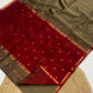 Pure Maheshwari silk cotton sarees with small border and buttis - contrast pallu and blouse
