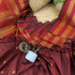 Soft semi silk saree with chakra buttis - maroon