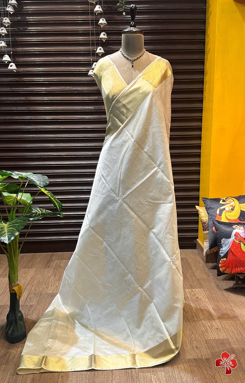 Semi tussar silk with zari border