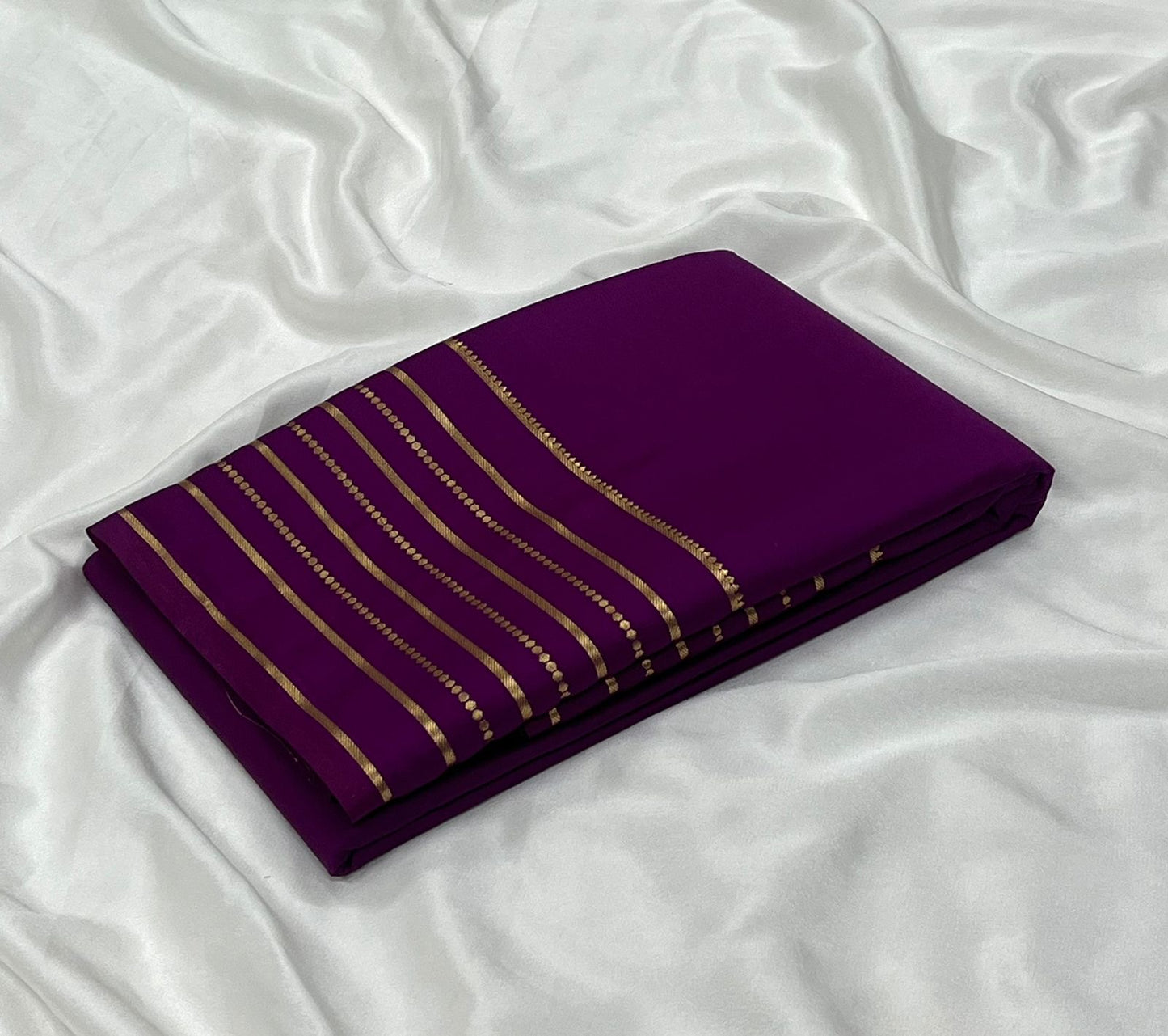 Soft semi Mysore crepe silk sarees with zari stripe border