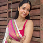 Pure authentic mul cotton saree with pink zari border