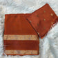 Beautiful soft viscous crape silk saree with double zari jacquard border and dola silk blouse piece