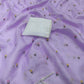 Soft kota saree with small floral butta embroidered body and lace border..