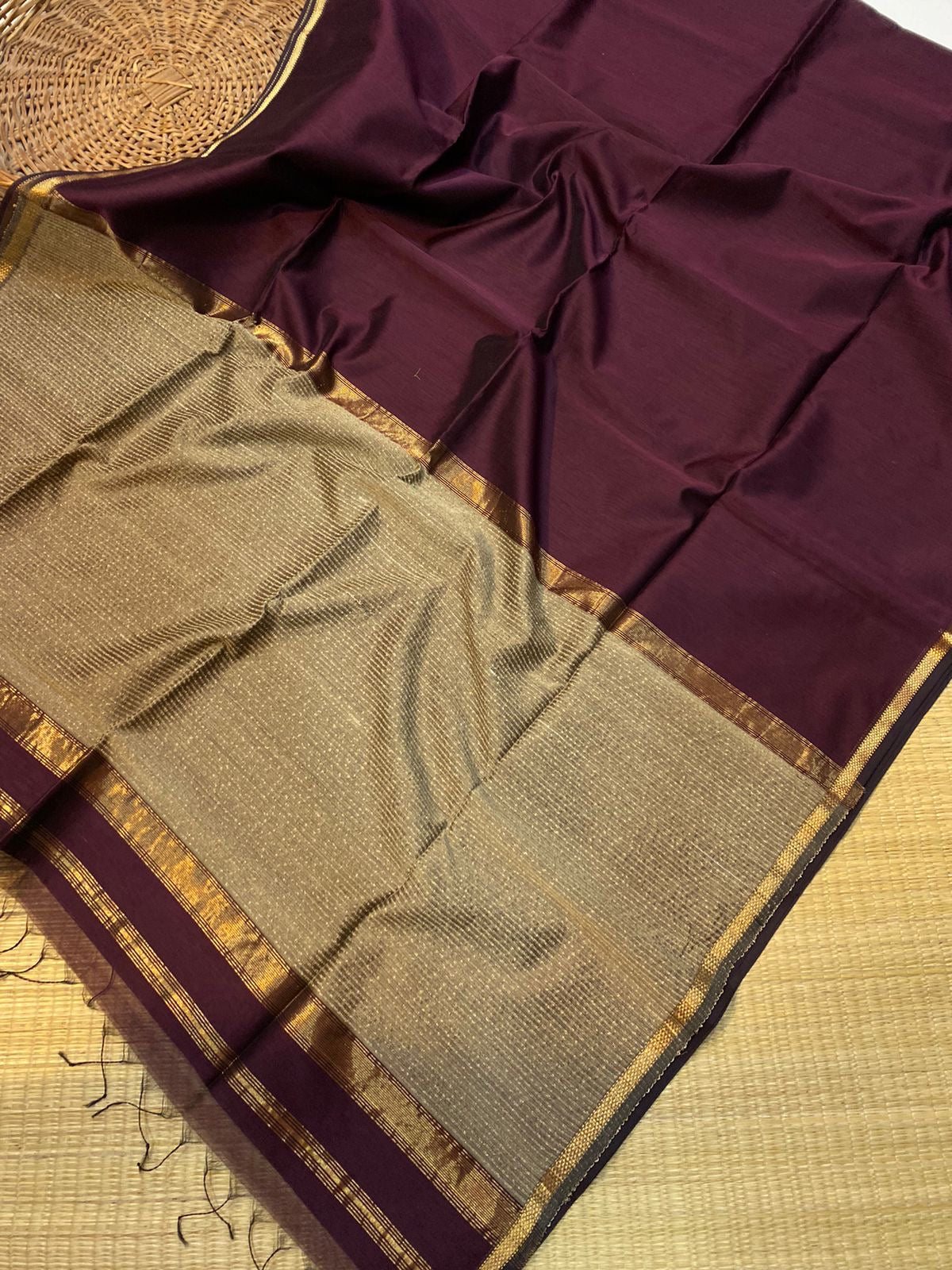 Pure Maheshwari Silk cotton with small border