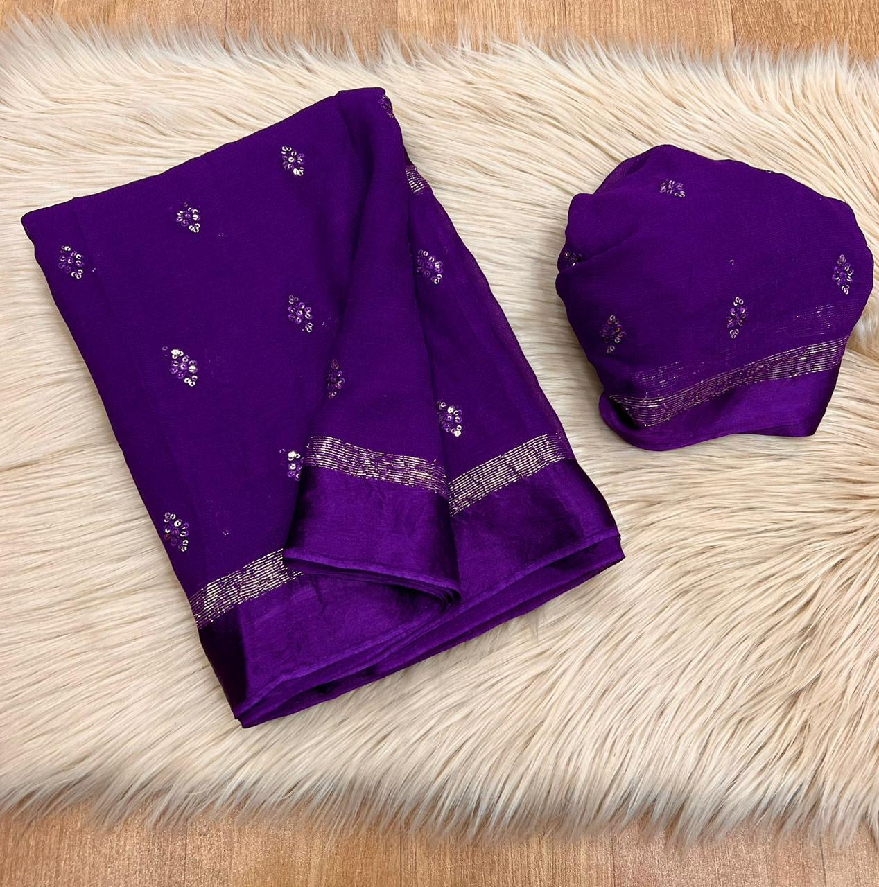 Viscous georgette with sequins buttas