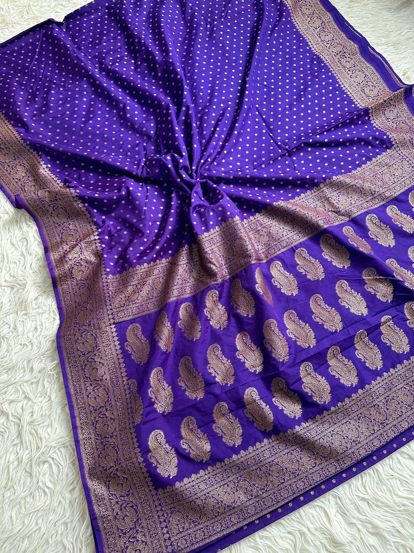 Beautiful semi banarasi saree with antique weaves and small buttas