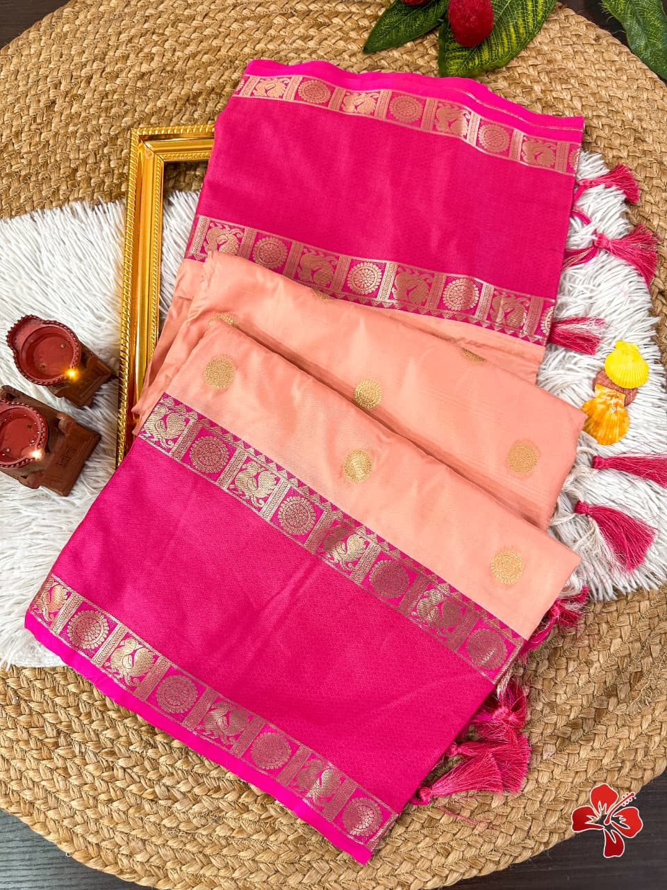 Soft semi silk saree - coin chakra