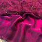 Beautiful plain metallic shimmer saree with designer blouse piece with intricate work