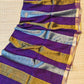 Linen sarees with gold silver zari stripes all over!