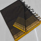 Beautiful black pure kanchi cotton saree with zari stripes and small mango border