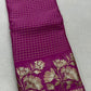 Gorgeous premium viscous chinon silk saree with zari checks and embroidered border