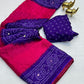 Moss bandhini printed saree with mirror work