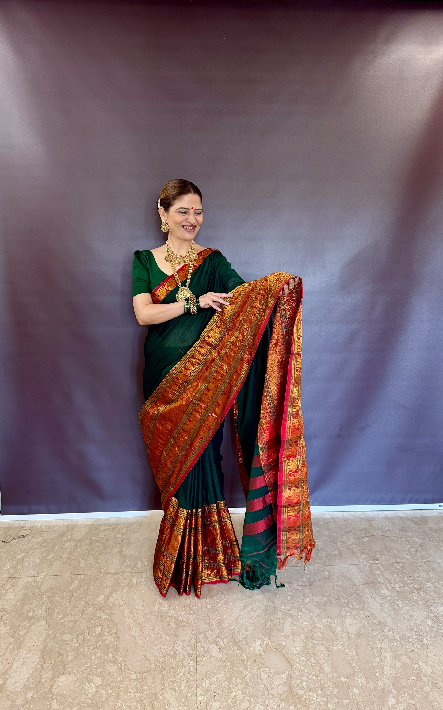 Aranya handwoven big border Narayanpet cotton sarees