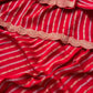 Pure banarasi munga silk saree with zari stripes and scalloped border
