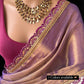Mul tissue saree with lace border - 3