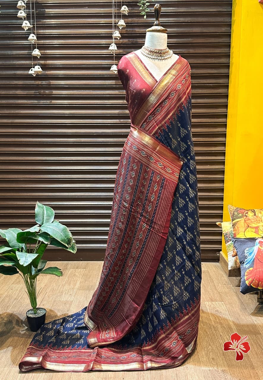 Soft ikkat printed mix cotton sarees