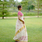 Premium Kerala cotton saree with beautiful pink floral digital prints (Prebooking 15 days)