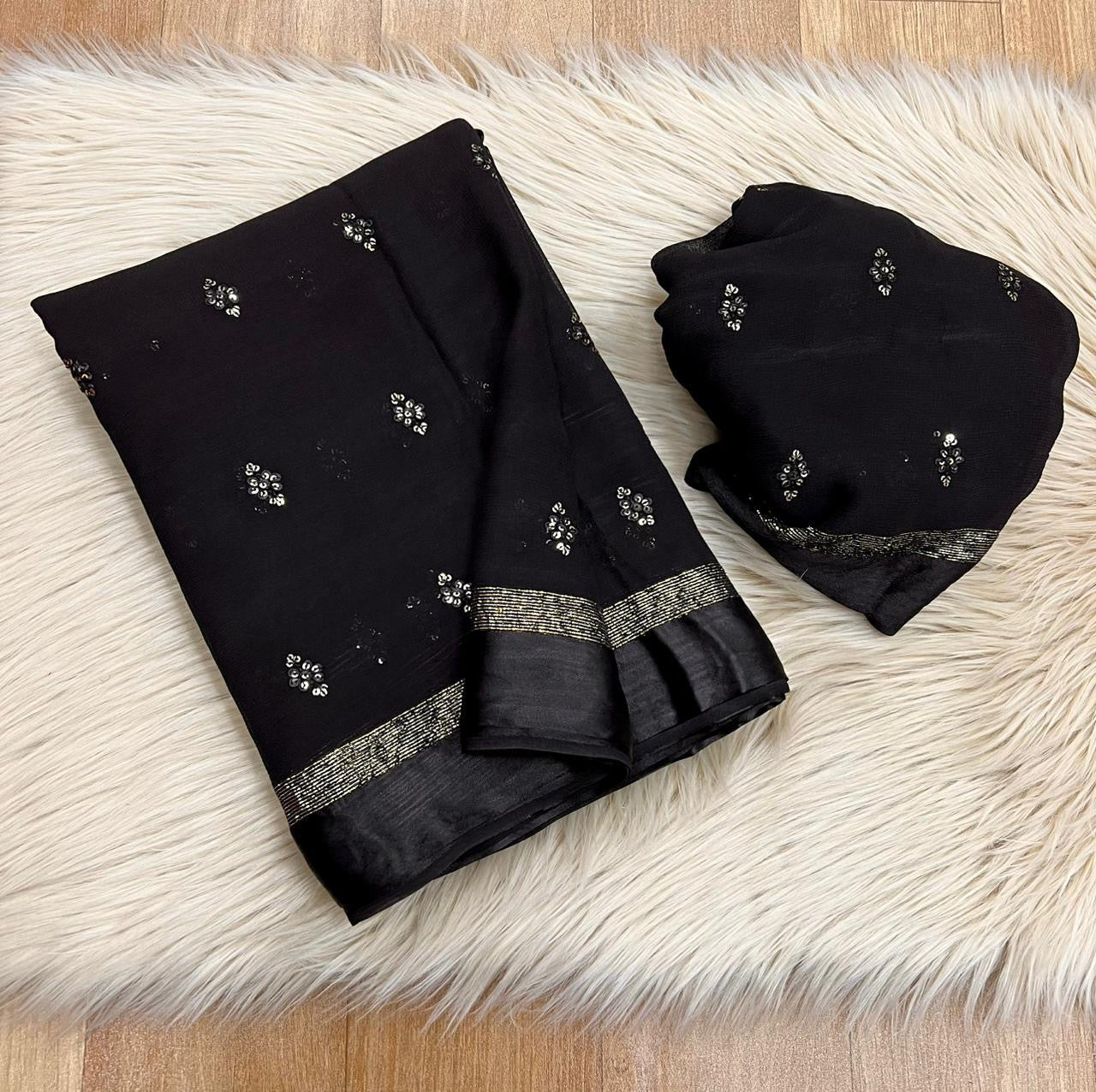 Viscous georgette with sequins buttas