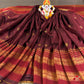 Soft semi silk saree with chakra buttis - maroon