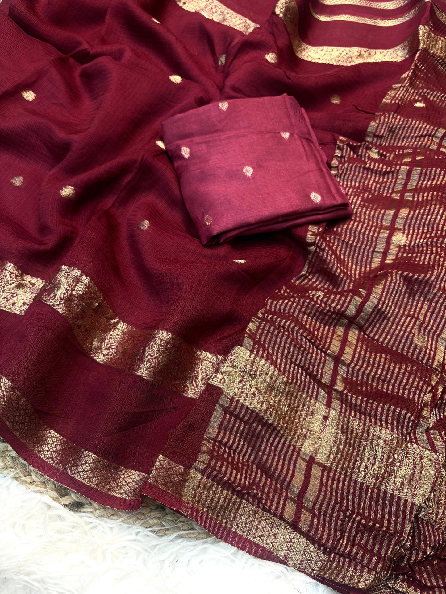Beautiful viscose kota saree with dual jacquard border