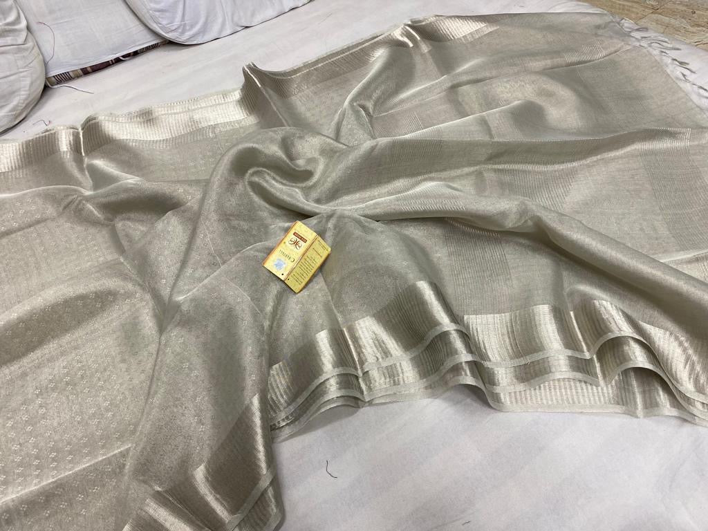 Pure Tissue tussar silk saree with uswa design