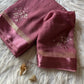 Viscous georgette saree with floral embroidery and satin border