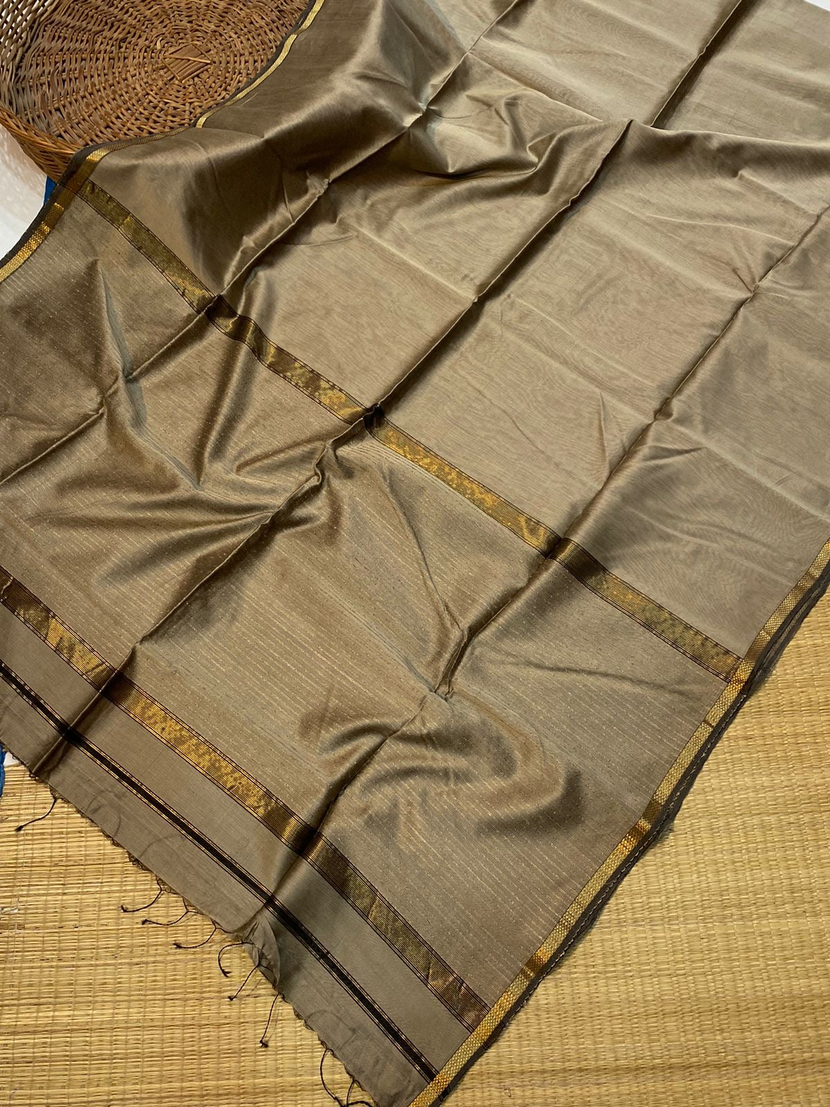 Pure Maheshwari Silk cotton with small border