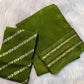 Soft viscous chinon with striped weaves in border