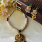 Clustered pearl Lakshmi necklace- Red beads