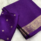 Premium viscous crushed chinon silk with lurex zari lines