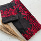 Soft tabby organza saree with red thread embroidered scallop border