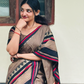Madhubani bengal cotton saree with temple weavings