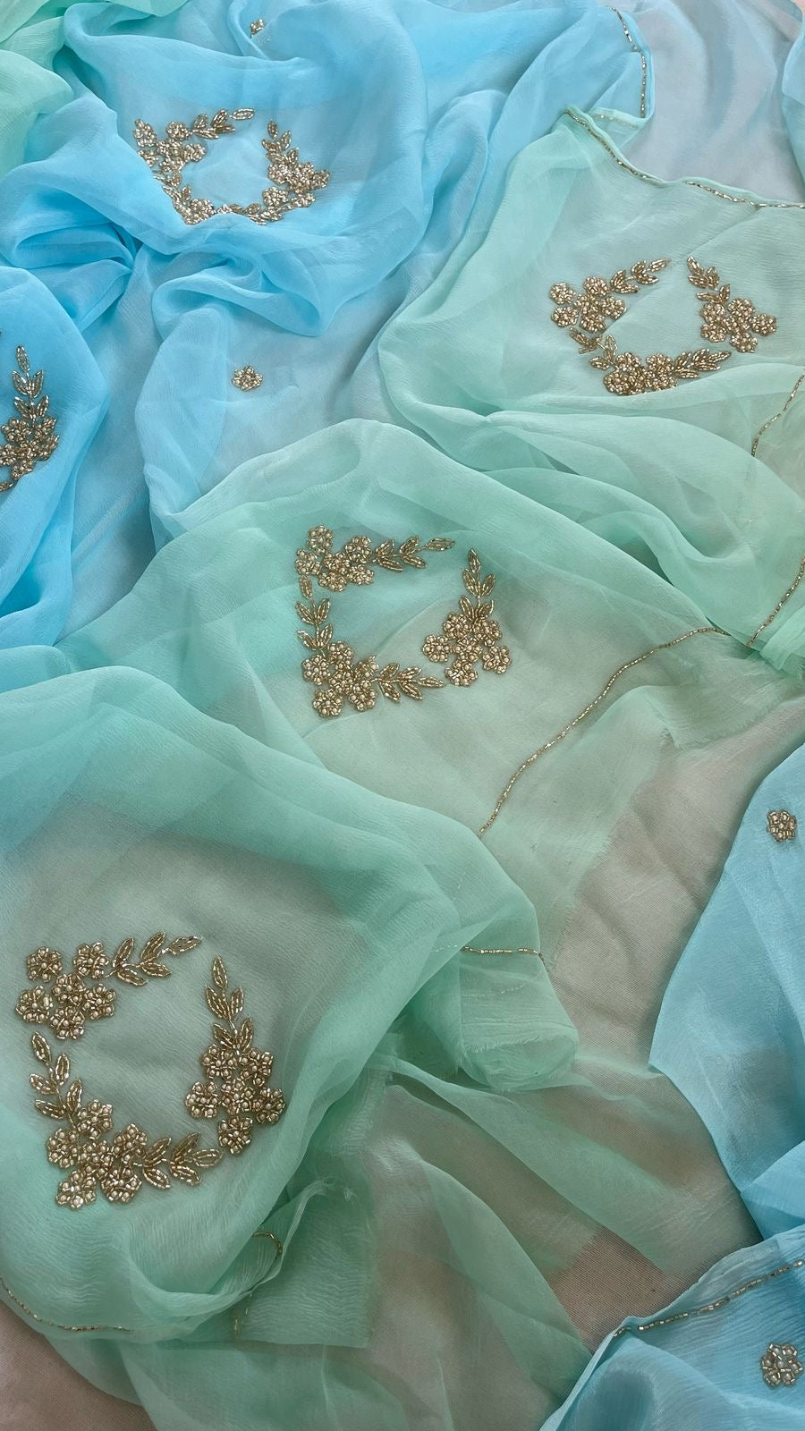 Pure chiffon with handwork