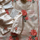 Premium kora organza saree with cross stitched embroidery and stripes