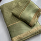Beautiful viscous georgette saree with checks body and running blouse