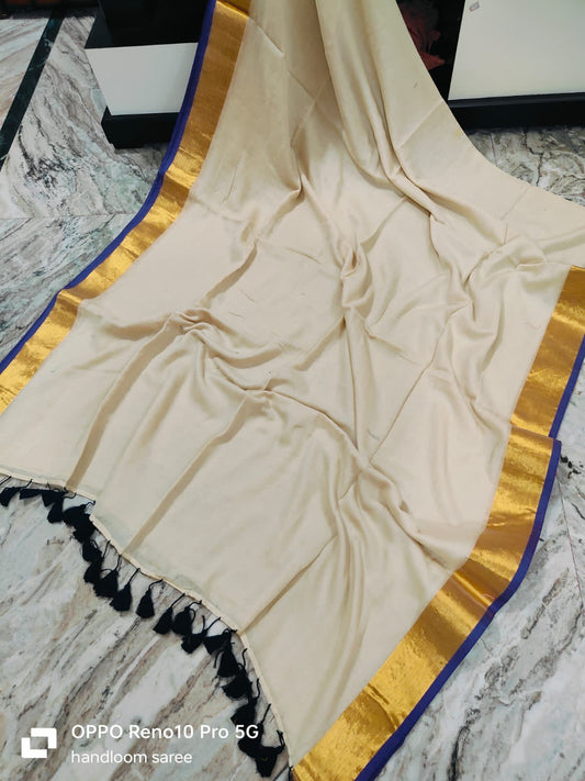 Soft Mul cotton saree - Navy Blue