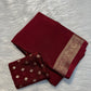 Premium viscous crushed chinon silk with lurex zari lines