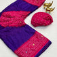 Moss bandhini printed saree with mirror work