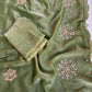 Beautiful soft two tone tissue silk saree with gotta, pearl and sequins work