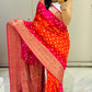 Semi dola silk with bandhini prints