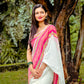 Soft mul cotton saree with beautiful pink zari border