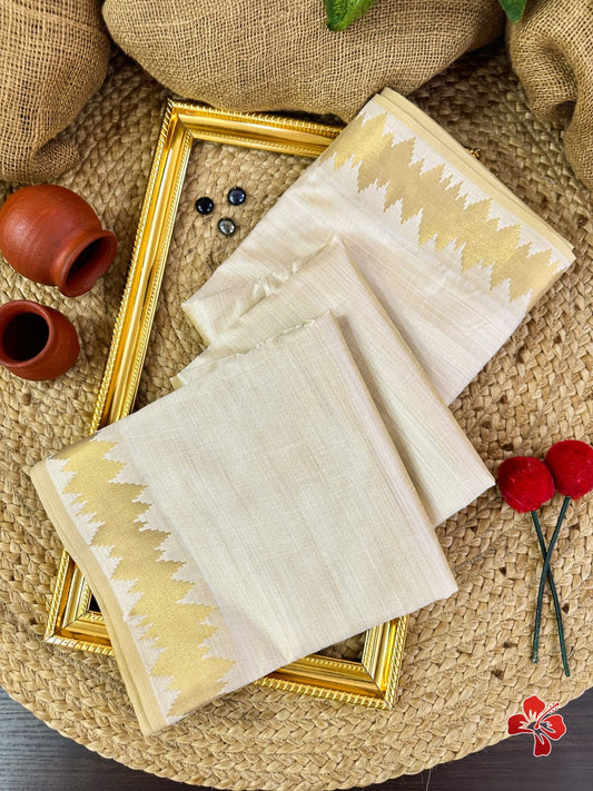 Semi tussar silk with zari border - ecg