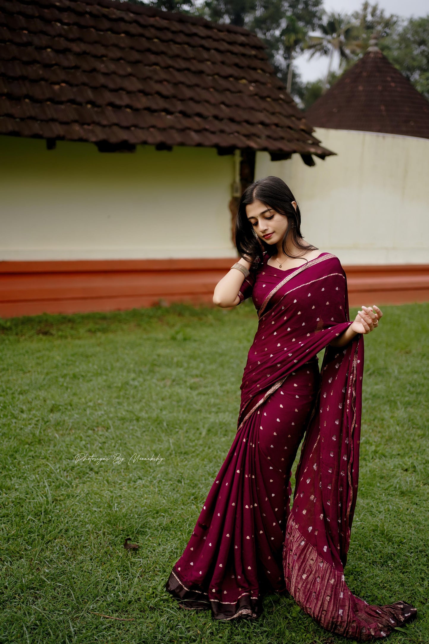 Soft viscous chinon silk saree