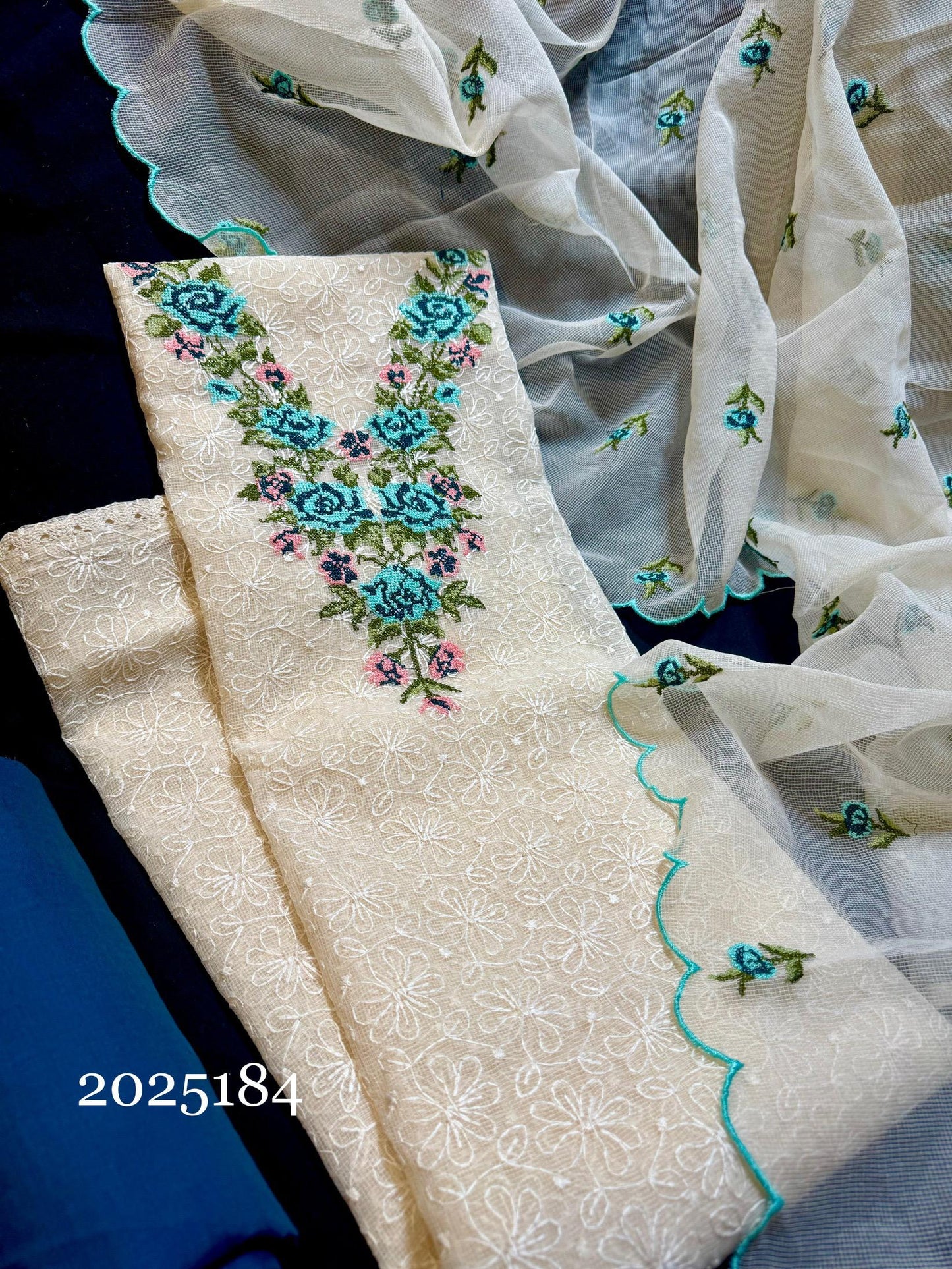 Kota embroidered unstitched salwar set! - v neck