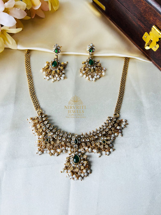 Mini Guttapusalu choker set - green