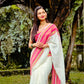 Soft mul cotton saree with beautiful pink zari border