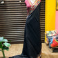 Soft viscous cotton saree with kalamkari printed border and pallu - black